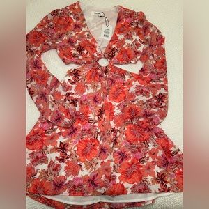 Showpo pink floral dress with cutouts NWT